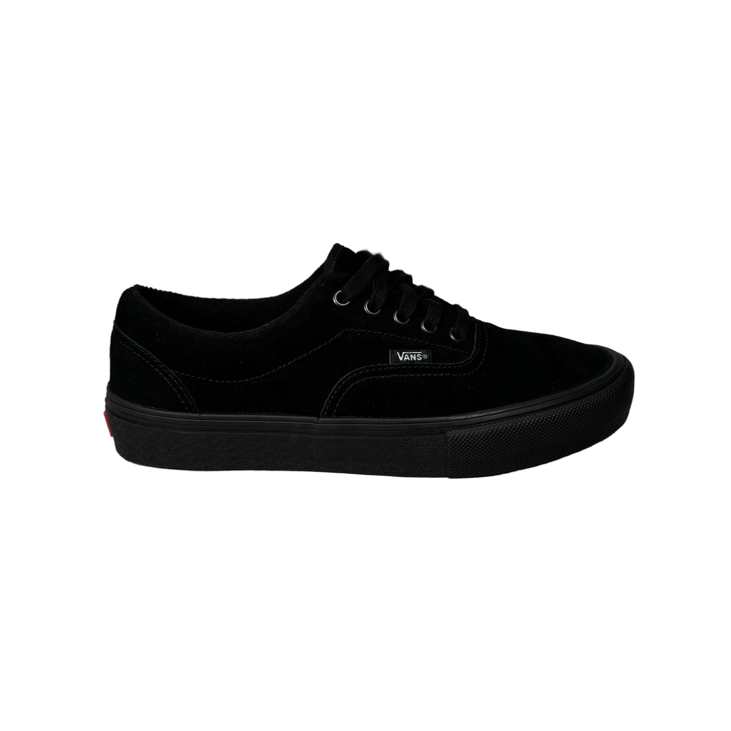 All Black suede low top Vans shoe on a white background
