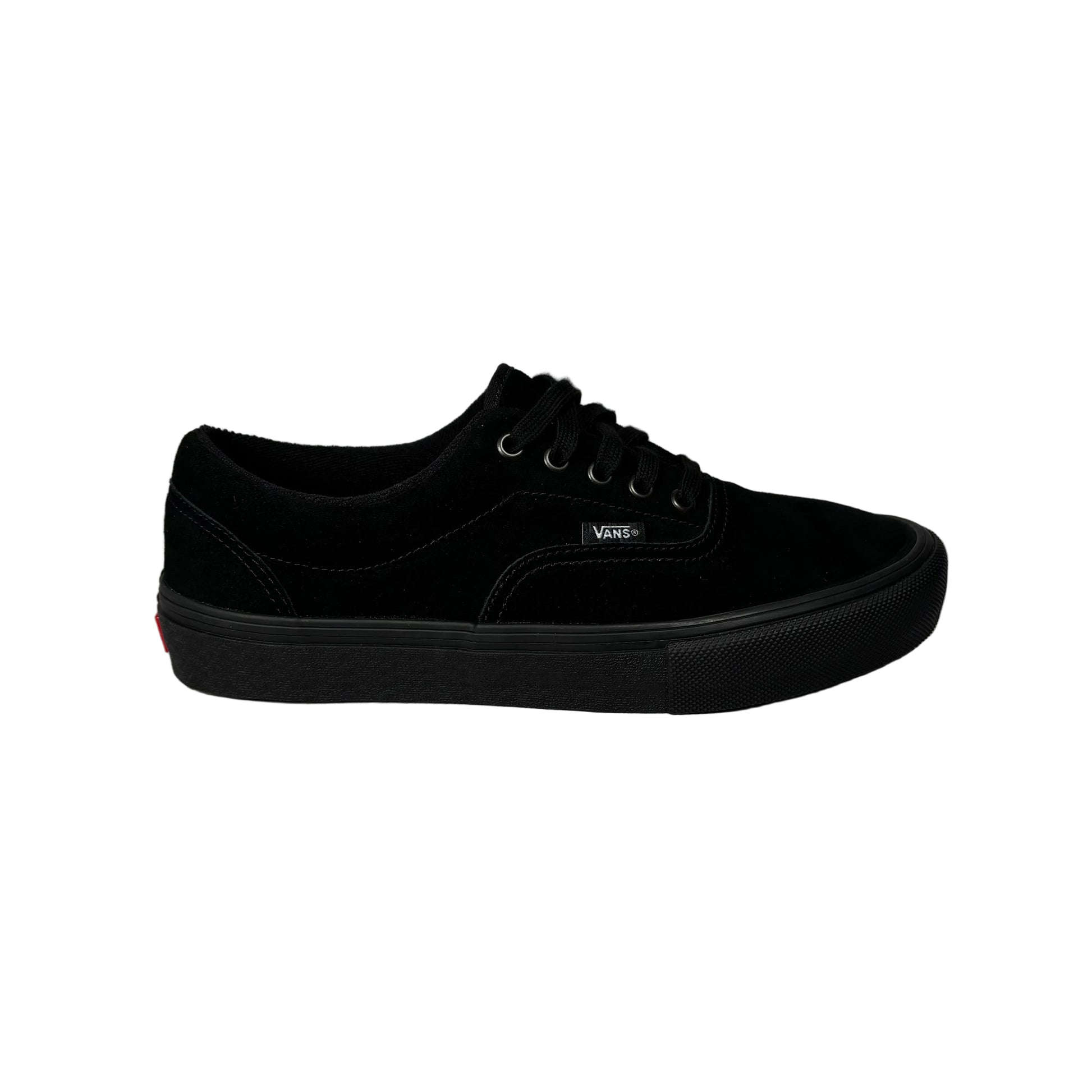 All Black suede low top Vans shoe on a white background