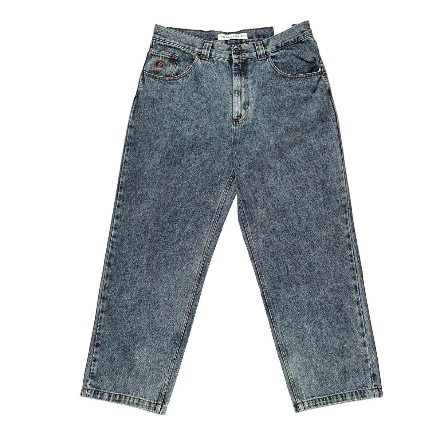 Pair of blue jeans on a white background