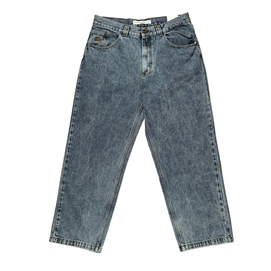 Pair of blue jeans on a white background