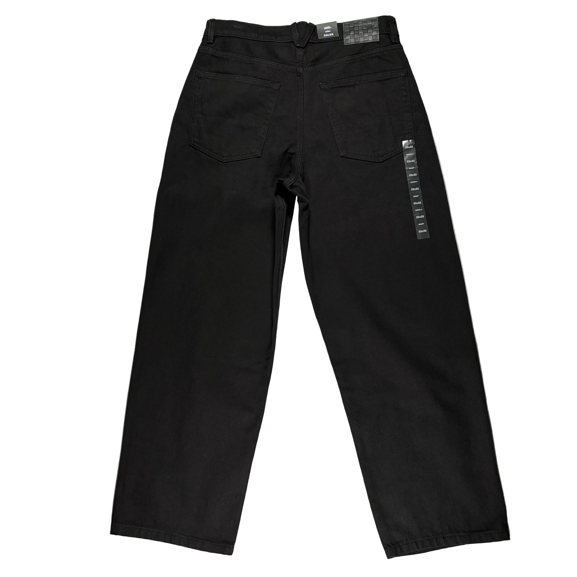 rear view of Black pants on a white surface