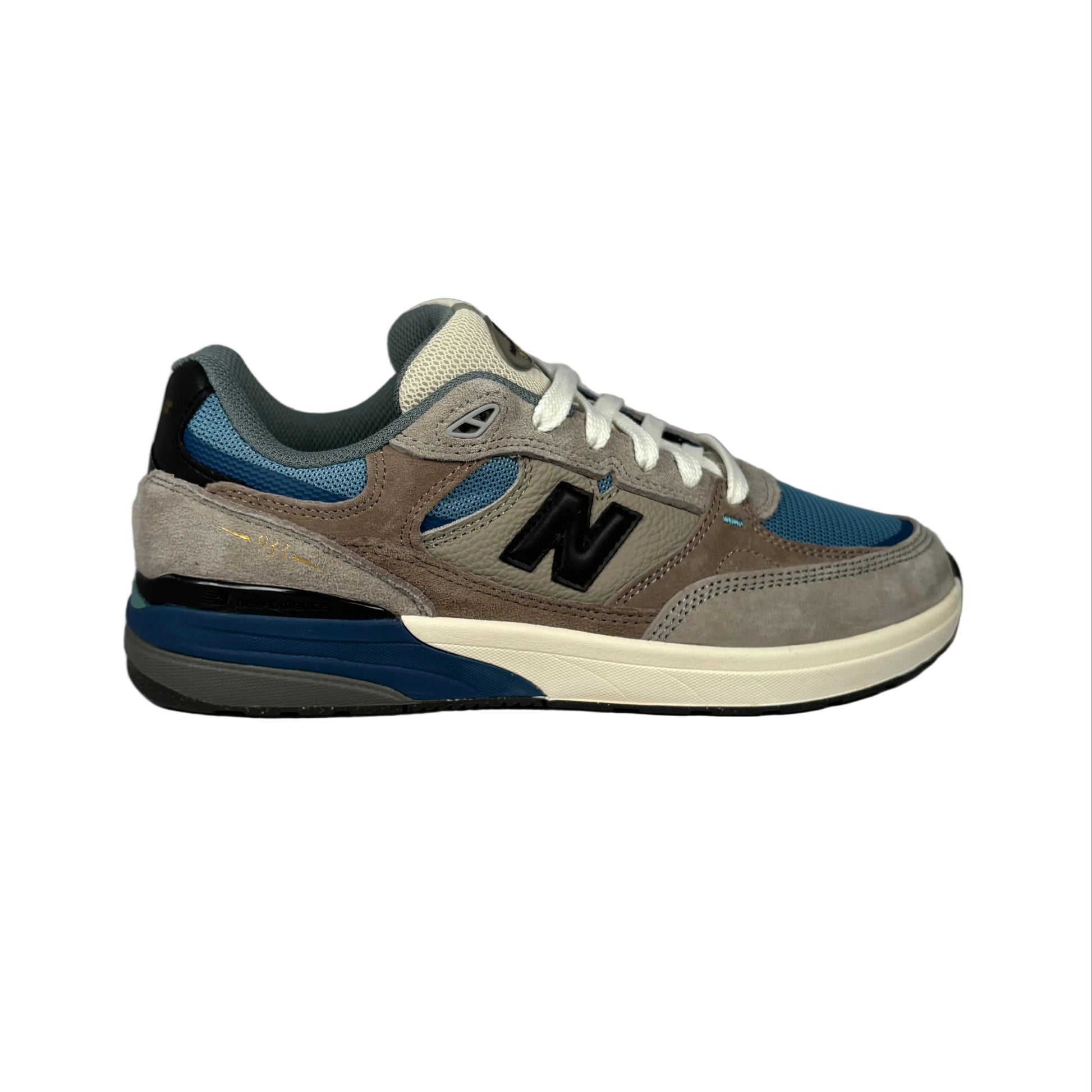 Gray and blue sneaker on a white background