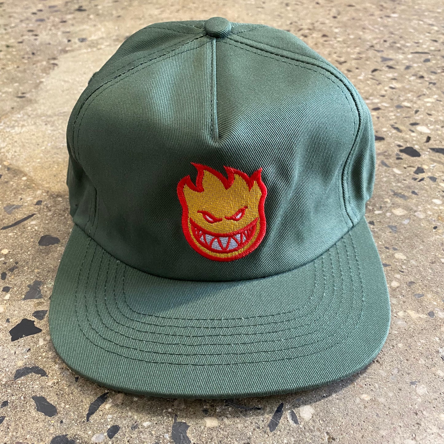 Spitfire Bighead Fill Logo Snapback Hat - Dark Green/Red/Gold
