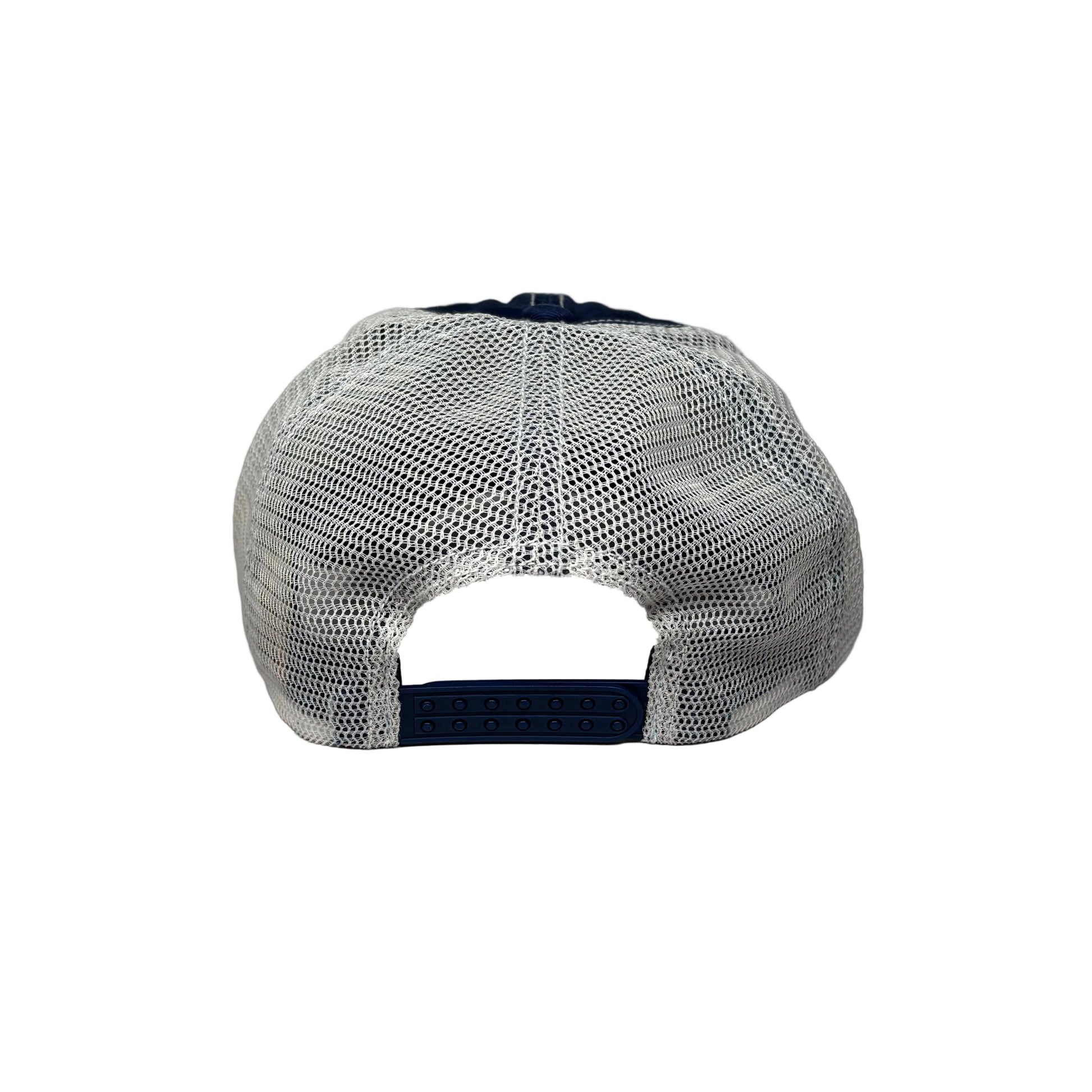 Back view of a mesh cap on a white background