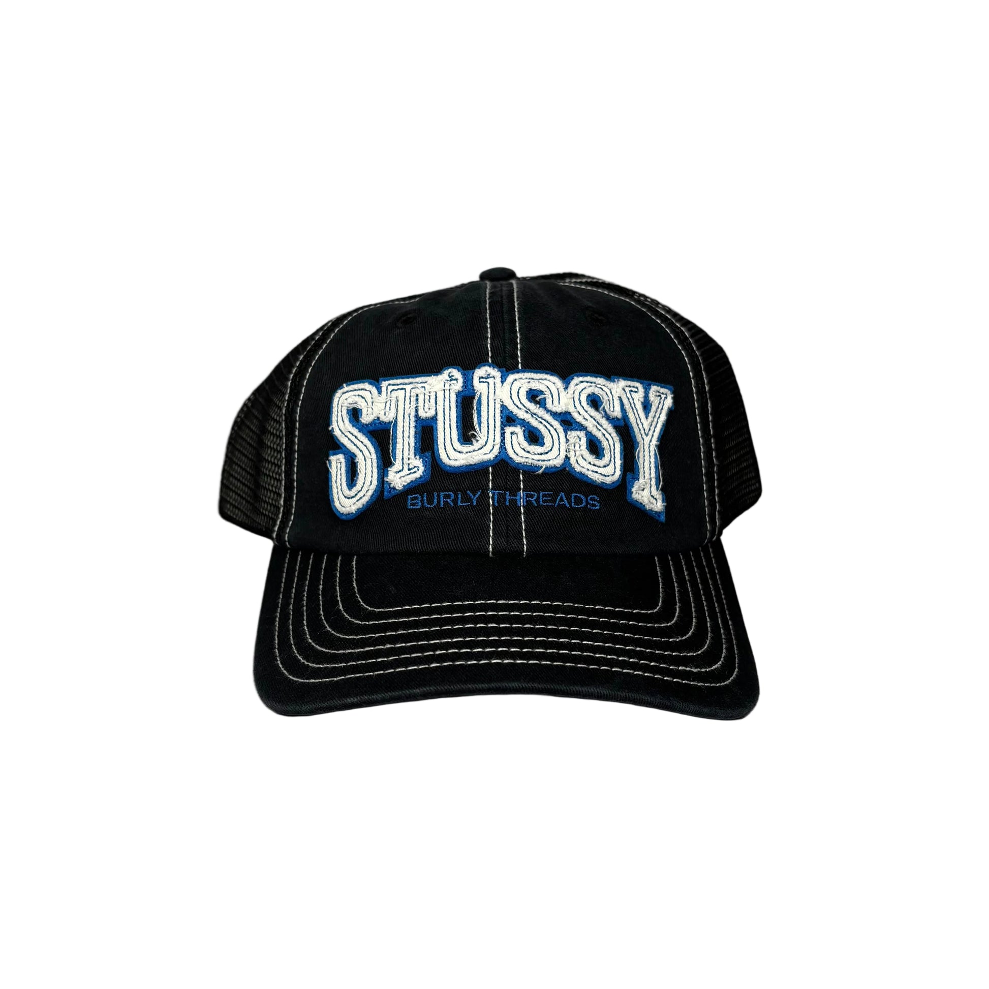 Black Stussy cap on a white background