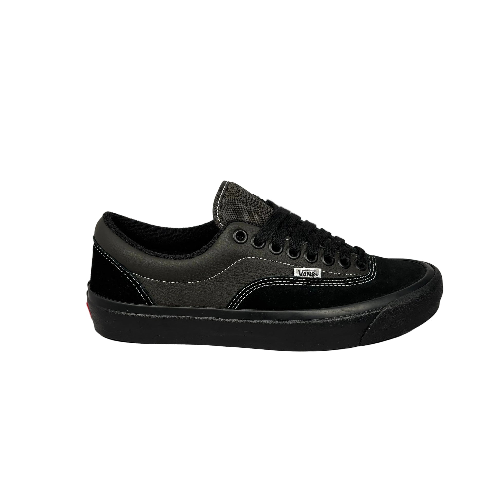 Black suede and leather sneaker with on a white background