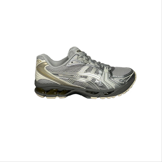 Silver running shoe on a white background