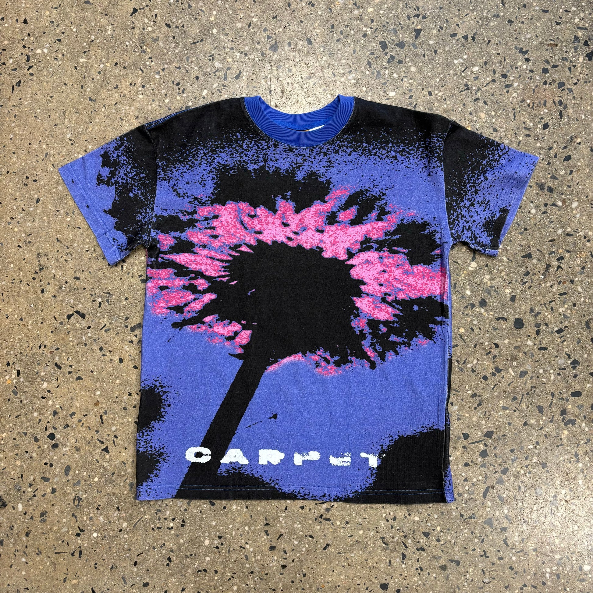 Front view of dandelion all over print shirt