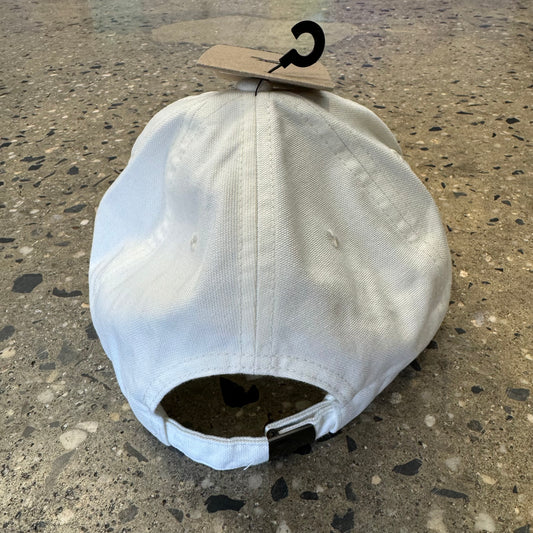 rear view of white unstructured cap