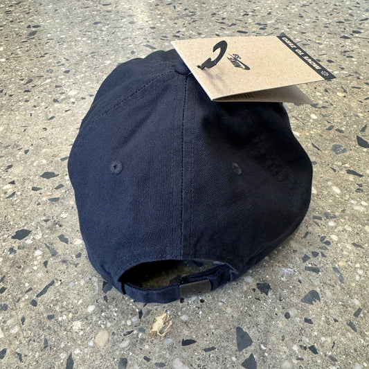 rear view of black unstructured cap