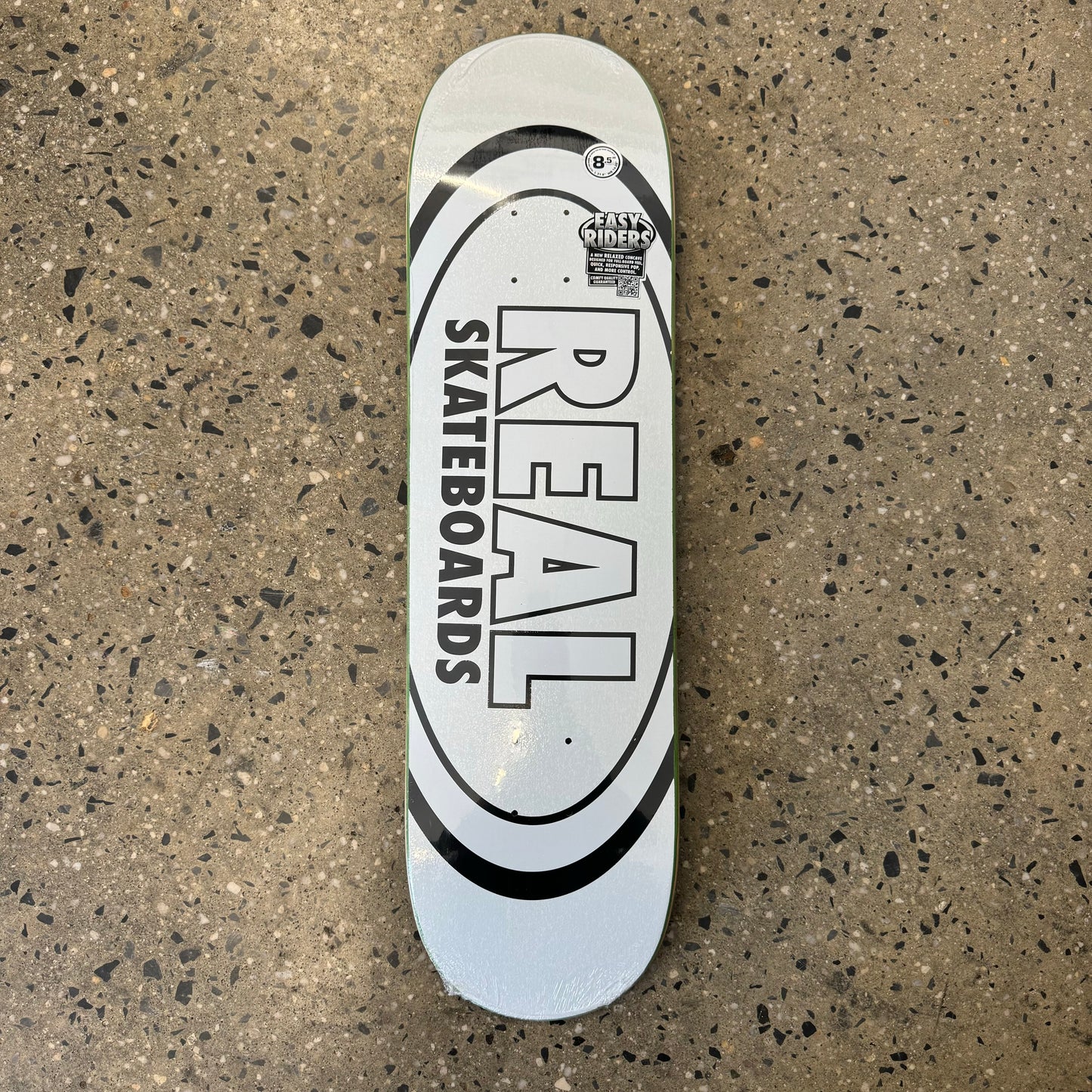 black classic logo on white skate deck 