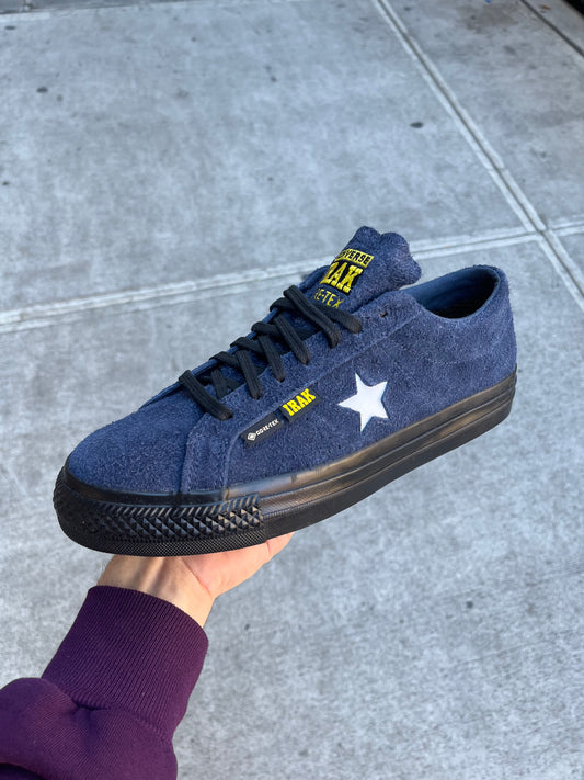 navy and black gore tex one star sneaker from converse