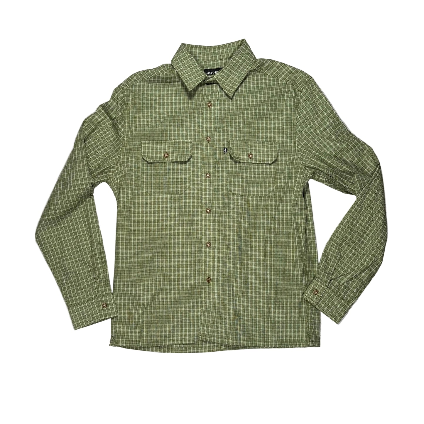 Green plaid shirt on a white background