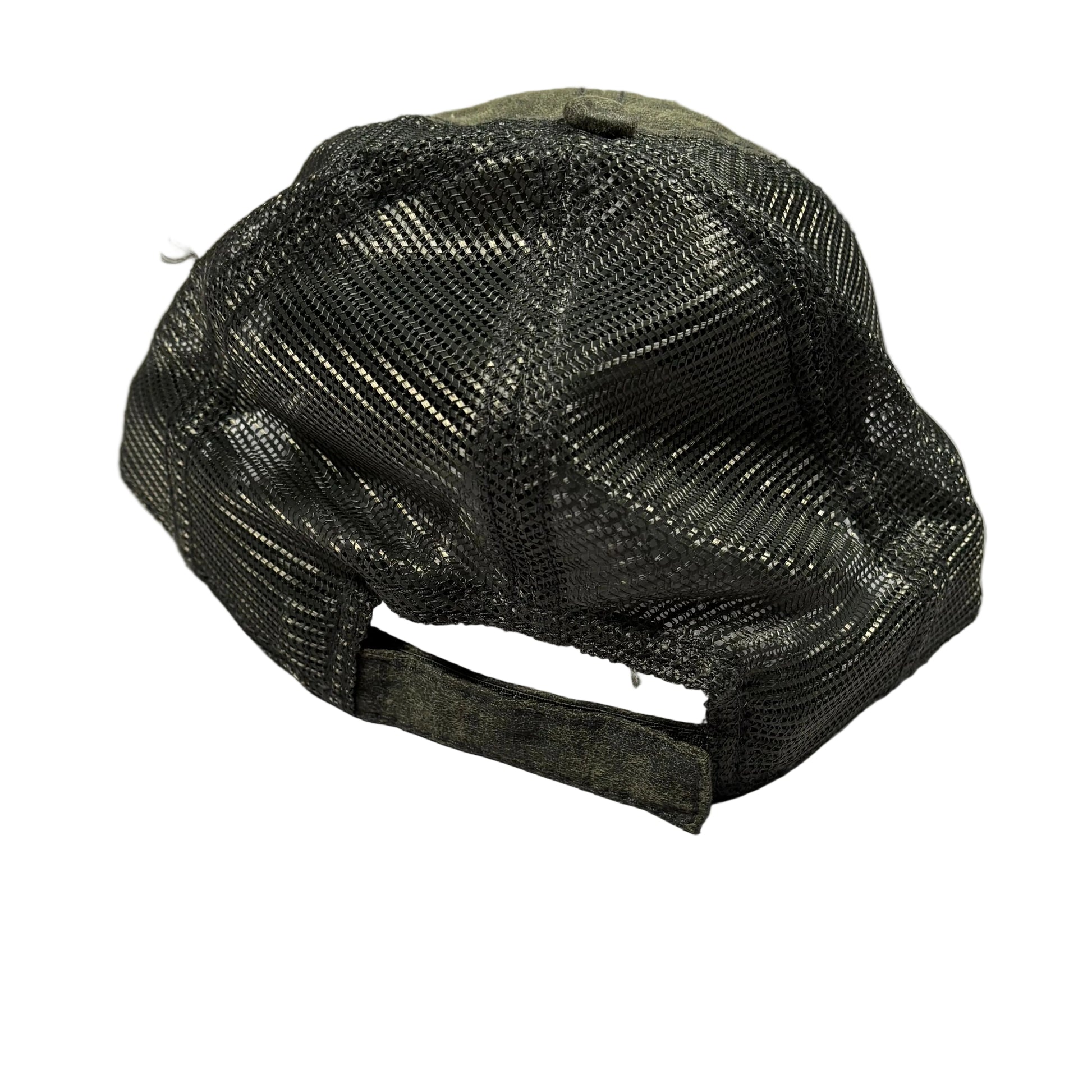 rear of velcro closure green cap