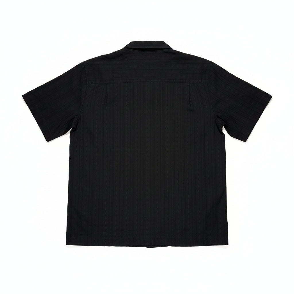 rear view of Black woven on a white surface