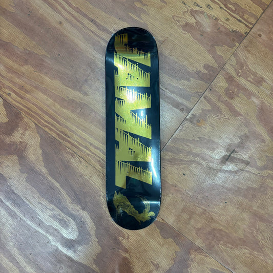 Black and gold JAMAL logo skateboard deck