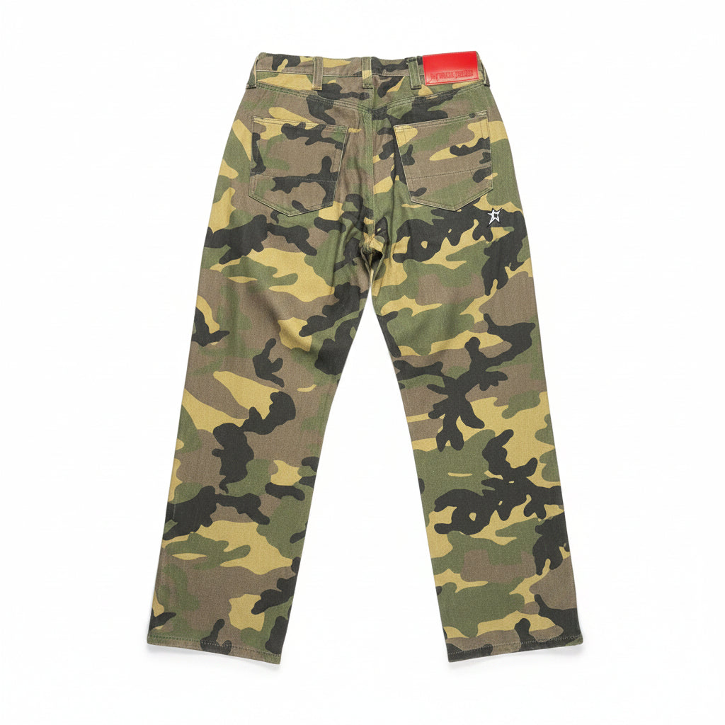 rear view Camouflage pants on a white background