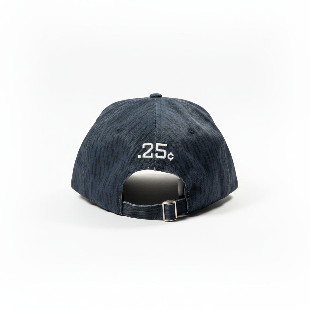 Black cap with '25c' logo on a white
 surface