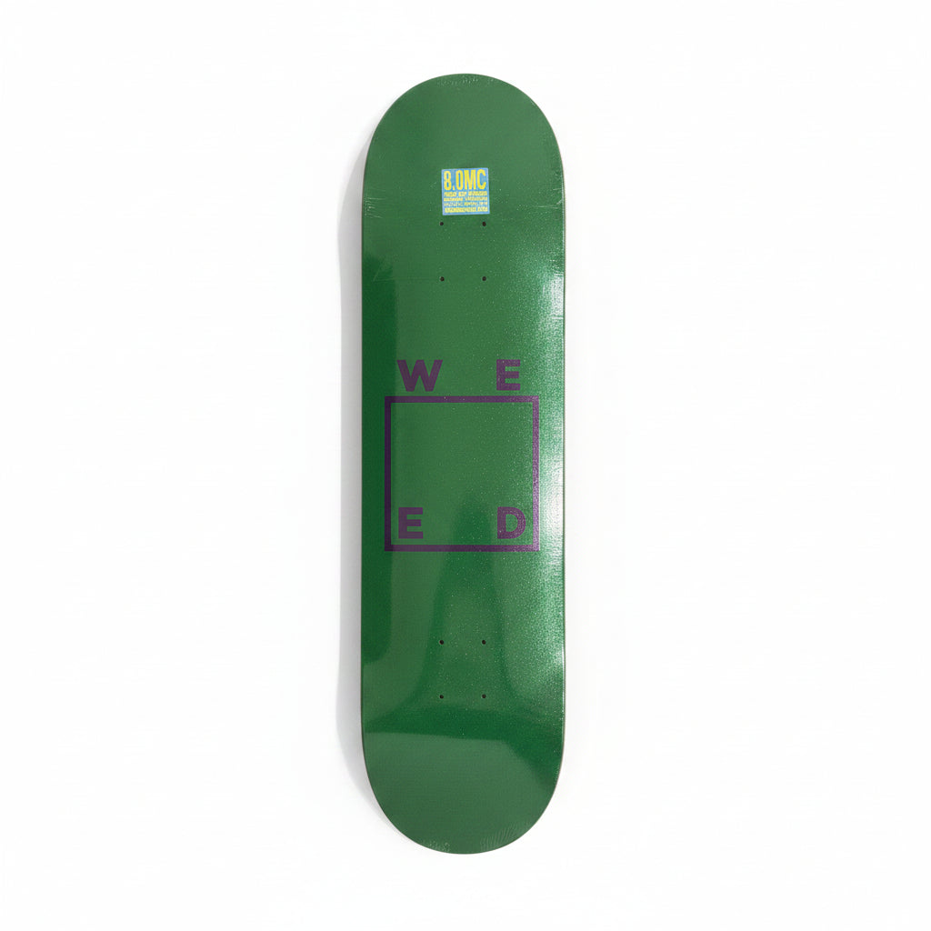 green sparkly WEED logo deck