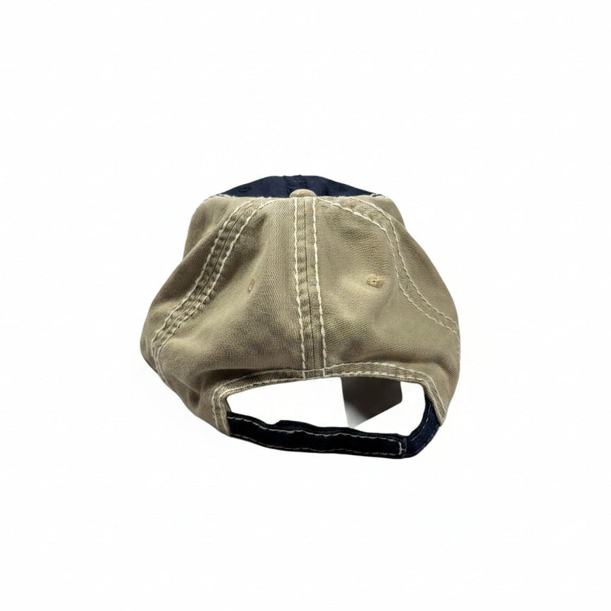 rear view of broken in looking cap