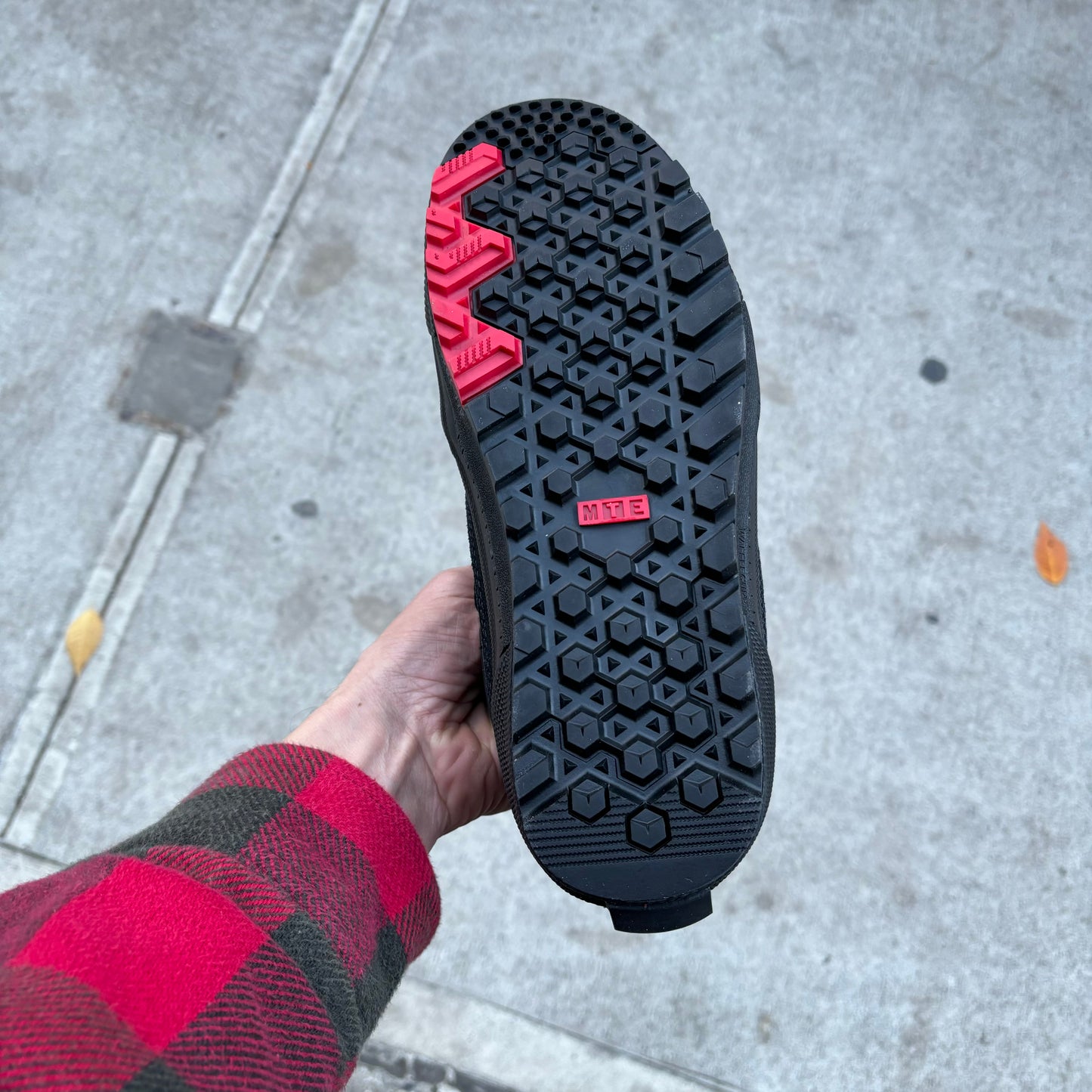 view of grippy outsole on gore tex half cab