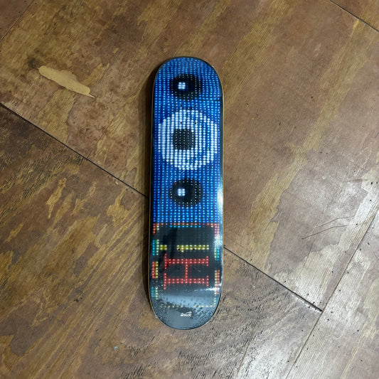 small light style graphic on skateboard deck