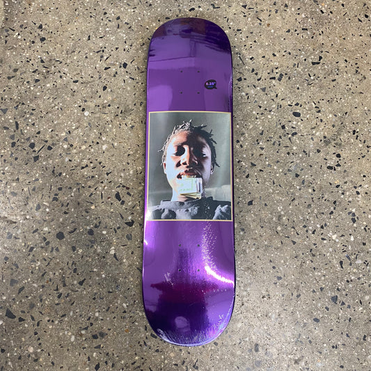 It's Violet Kader Put Your Money Where Your Mouth Is Skateboard Deck - Purple