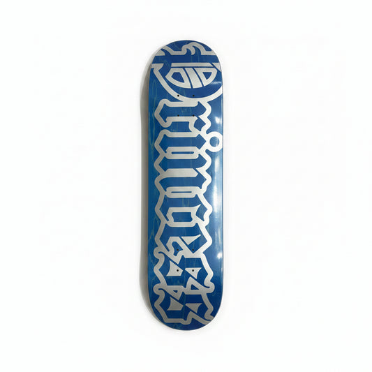  skateboard deck with a large PRINCESS logo on a white surface