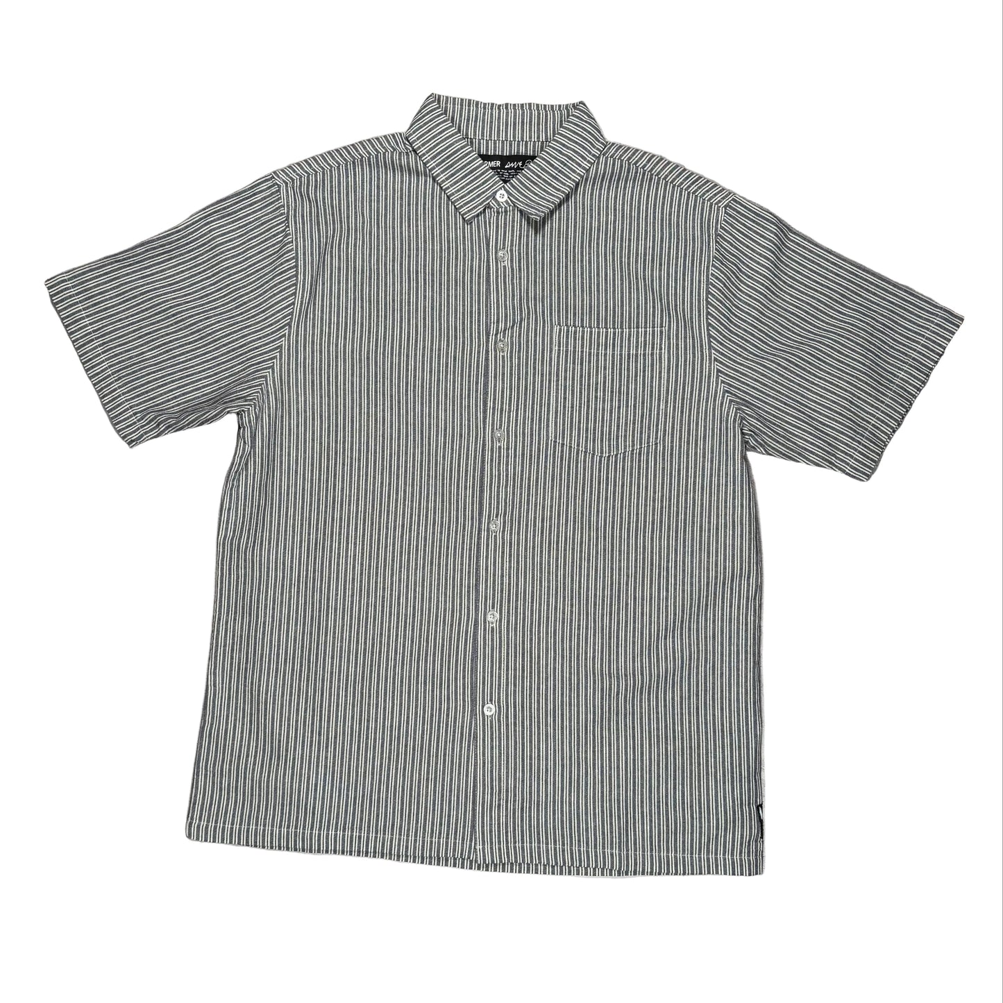 Short sleeve Striped button down shirt on white background 