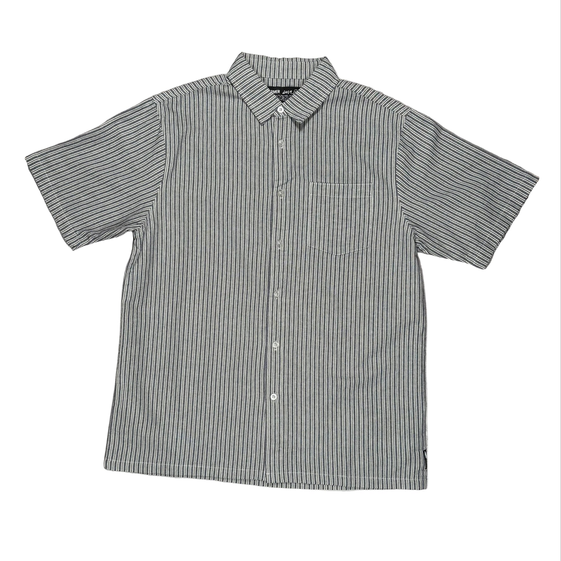 Short sleeve Striped button down shirt on white background 