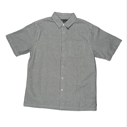 Short sleeve Striped button down shirt on white background 