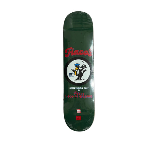 green skateboard deck with circle center graphic