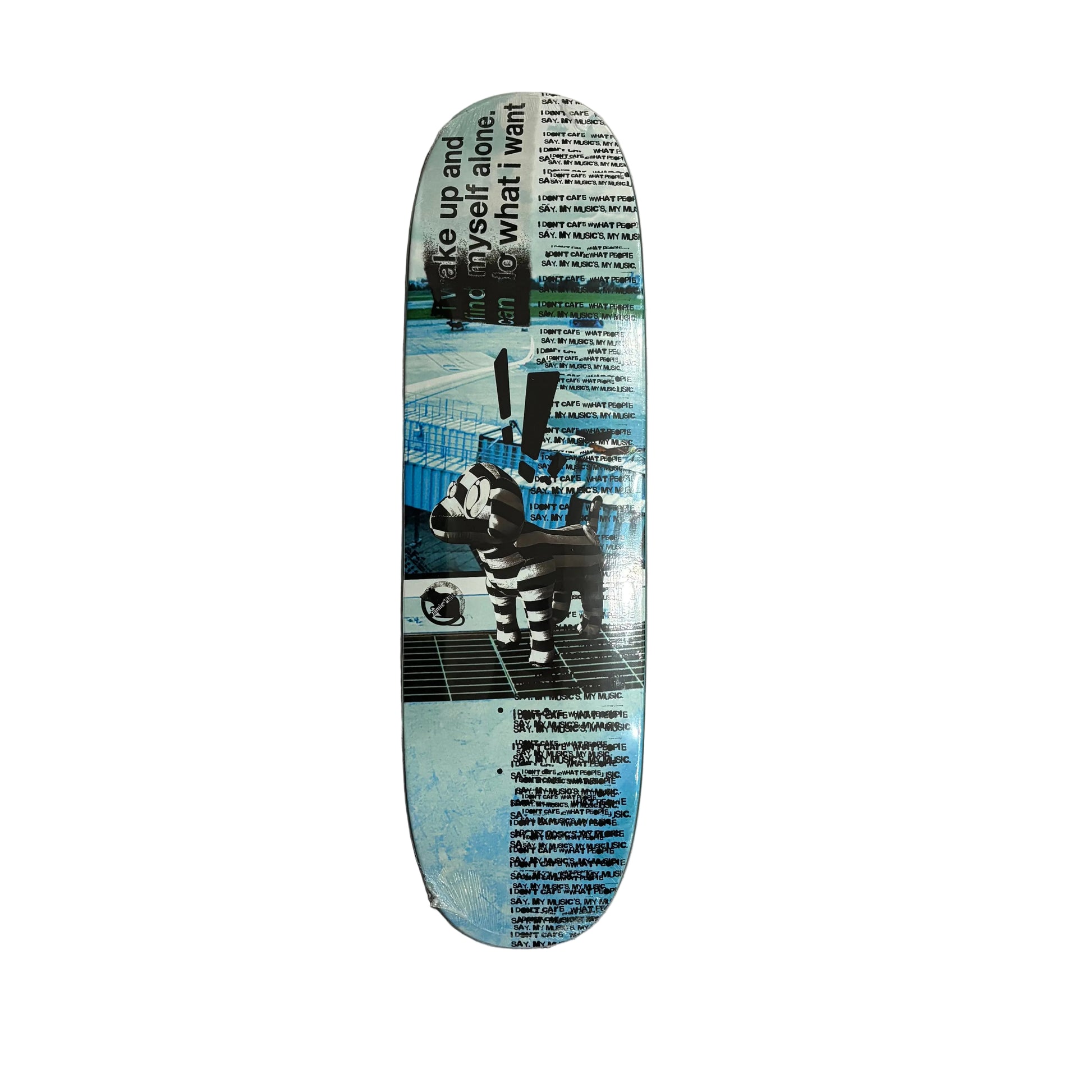football shaped collage style skateboard deck