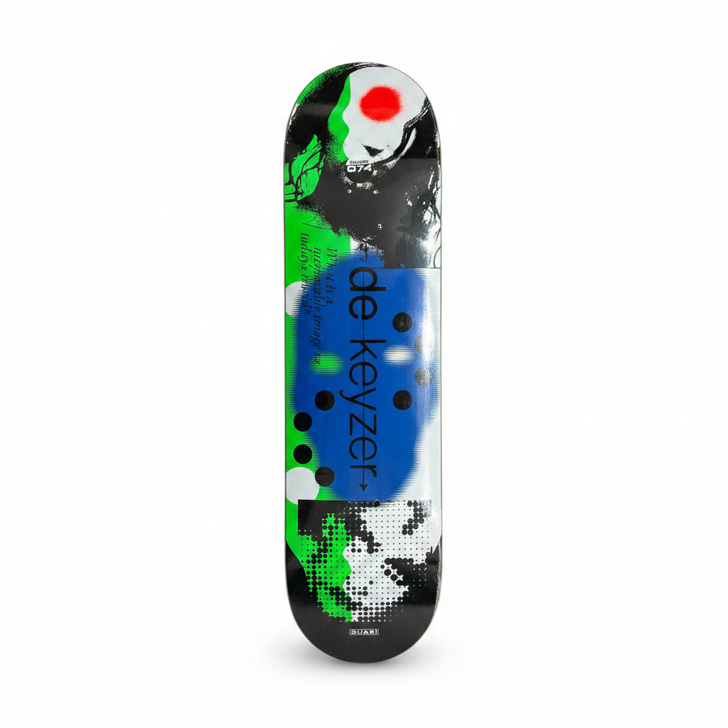 abstract multi color skateboard deck graphic
