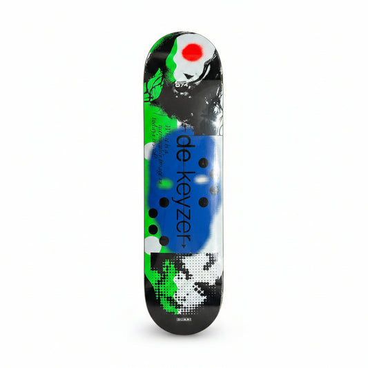 abstract multi color skateboard deck graphic