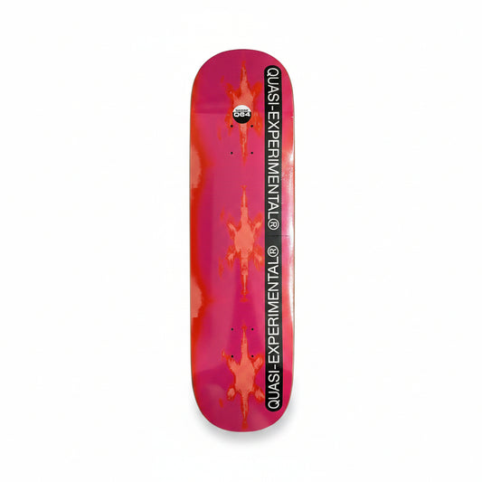multi shade pink skateboard deck with QUASI EXPERIMENTAL printed on right side