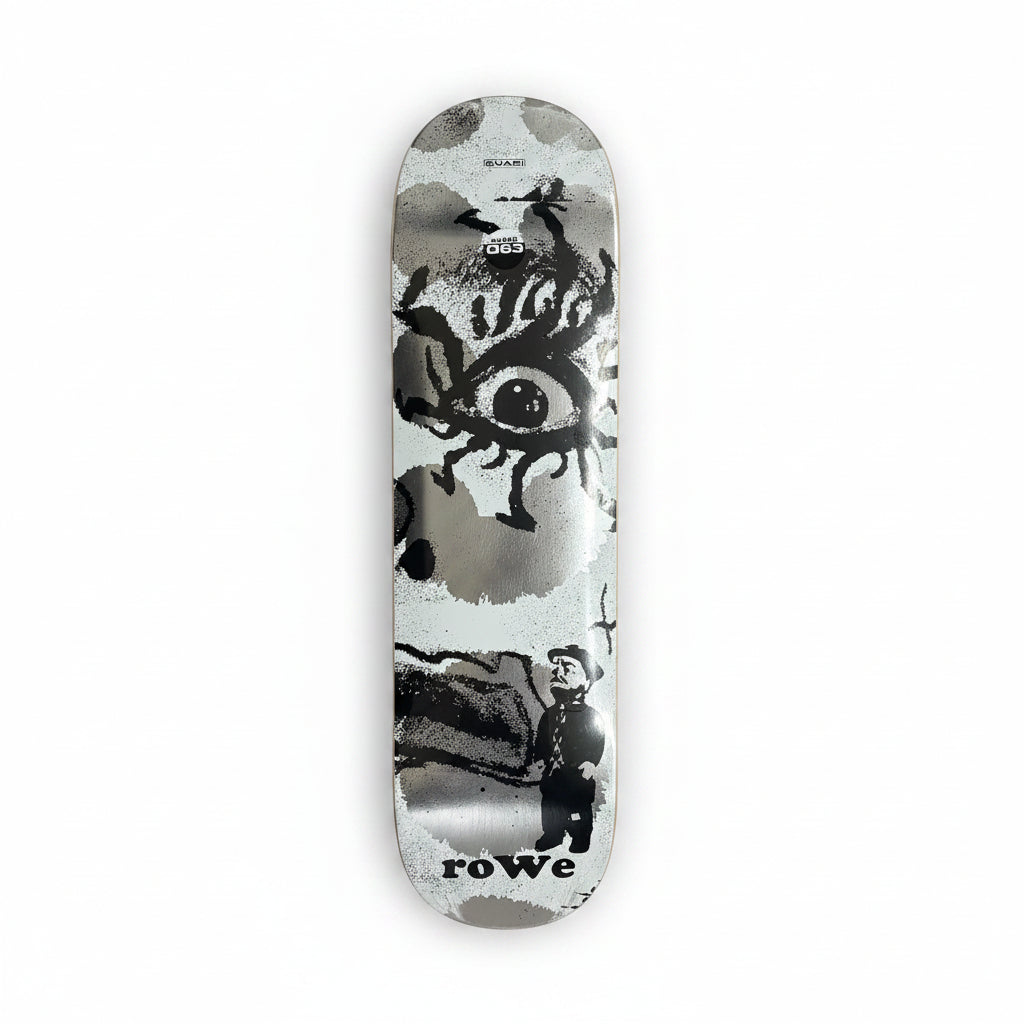 white and metallic silver skateboard decks design