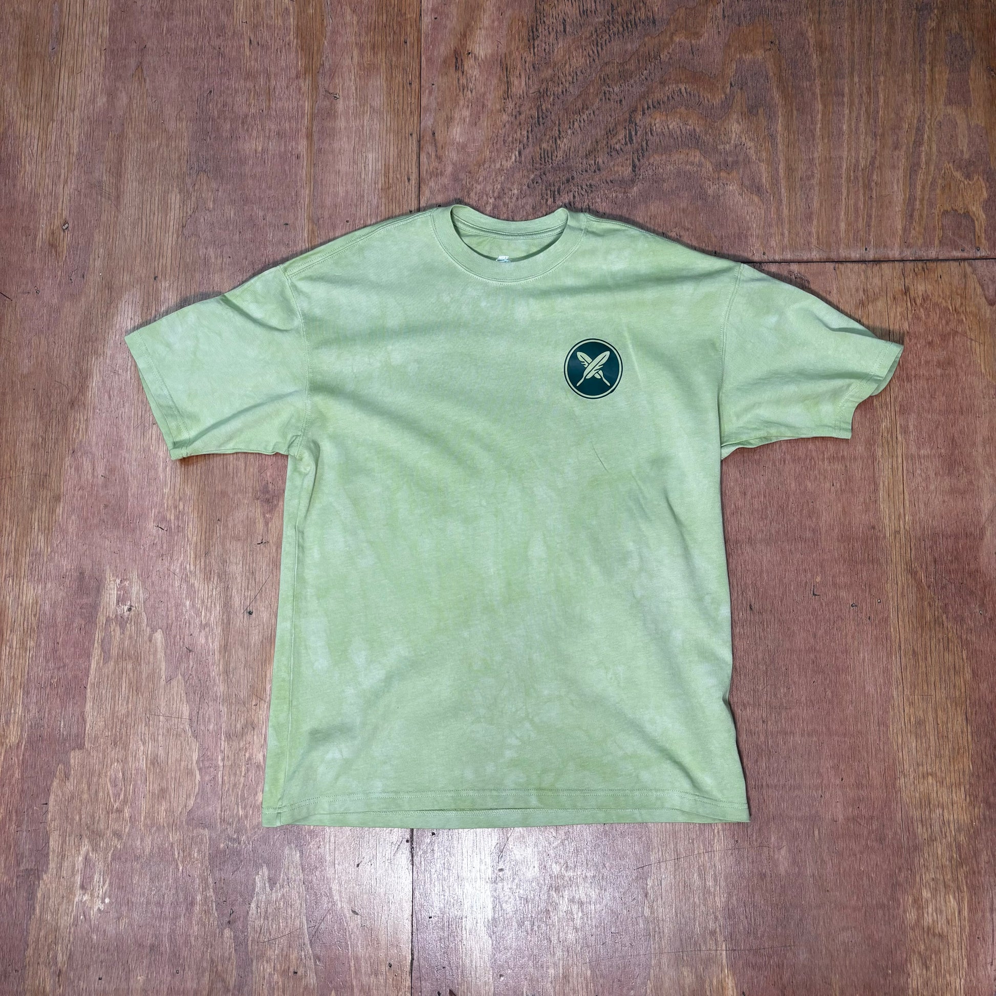 light acid wash green t-shirt with left chest print