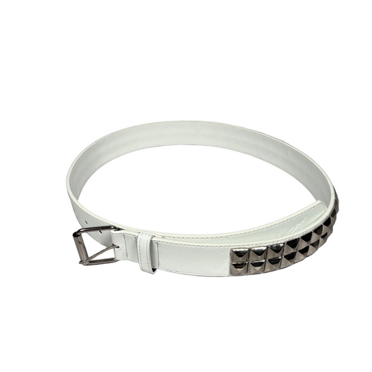white studded belt on a white background