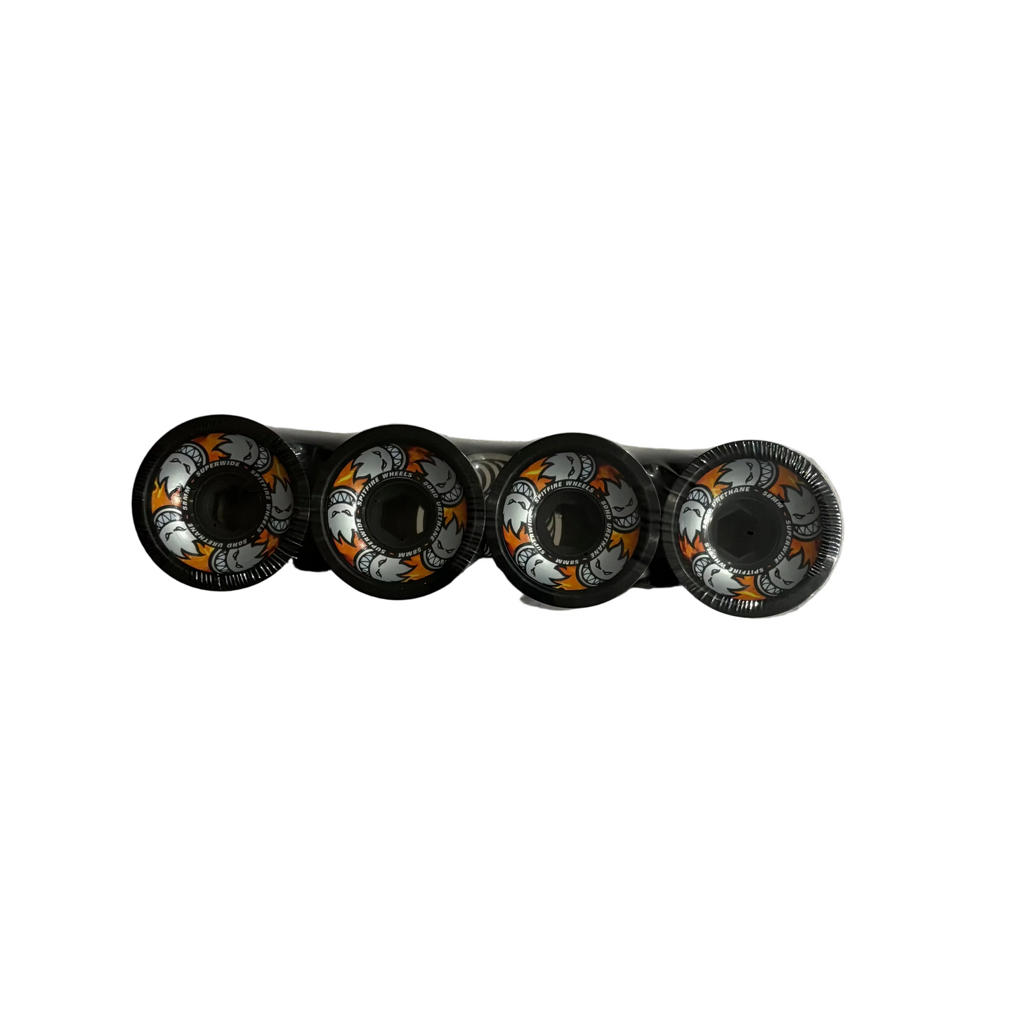 view of side graphic of spitfire wide multi ball cruiser wheels