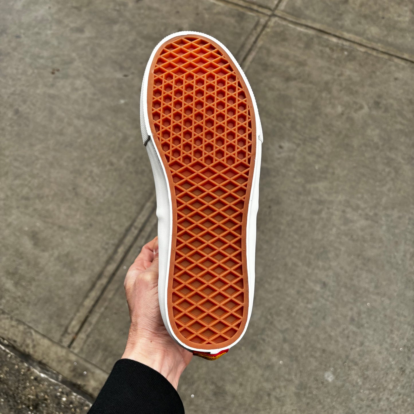 view of gum rubber outsole on vans sneaker