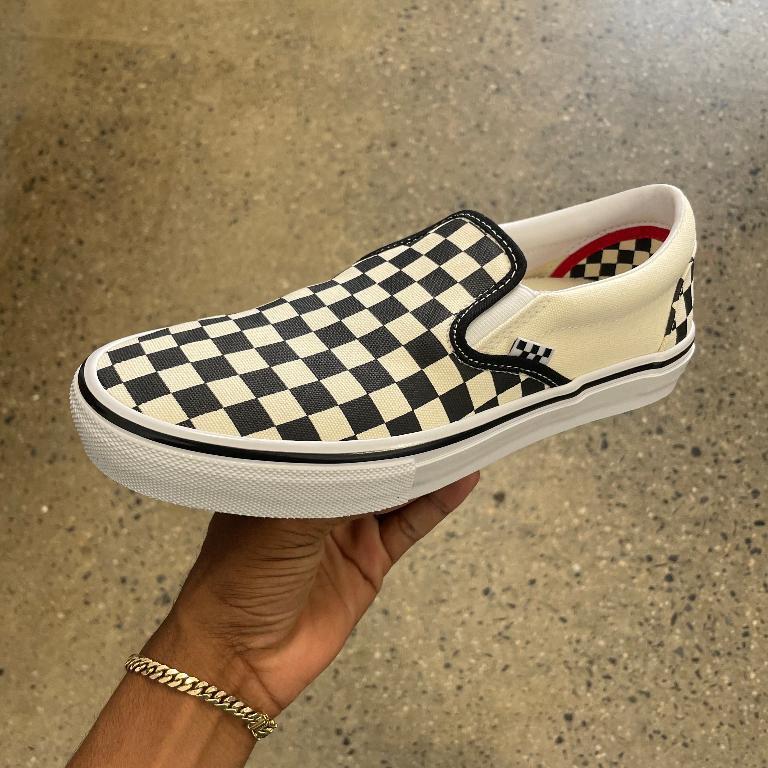 Vans slip ons 2024 checkerboard black and white