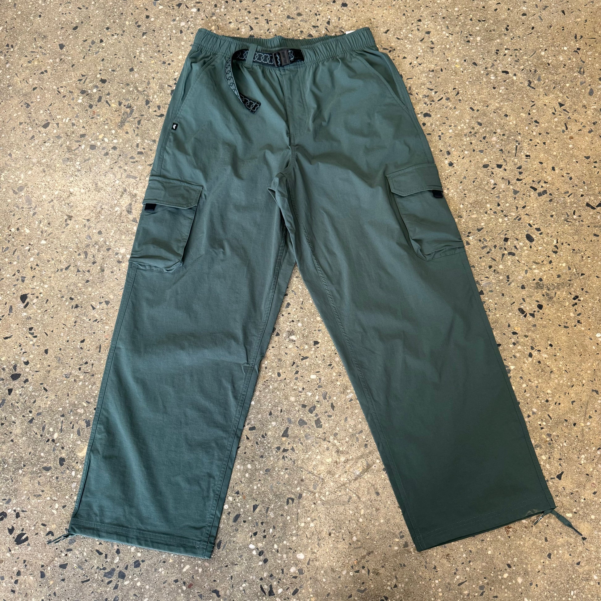 green belted nylon cargo pants