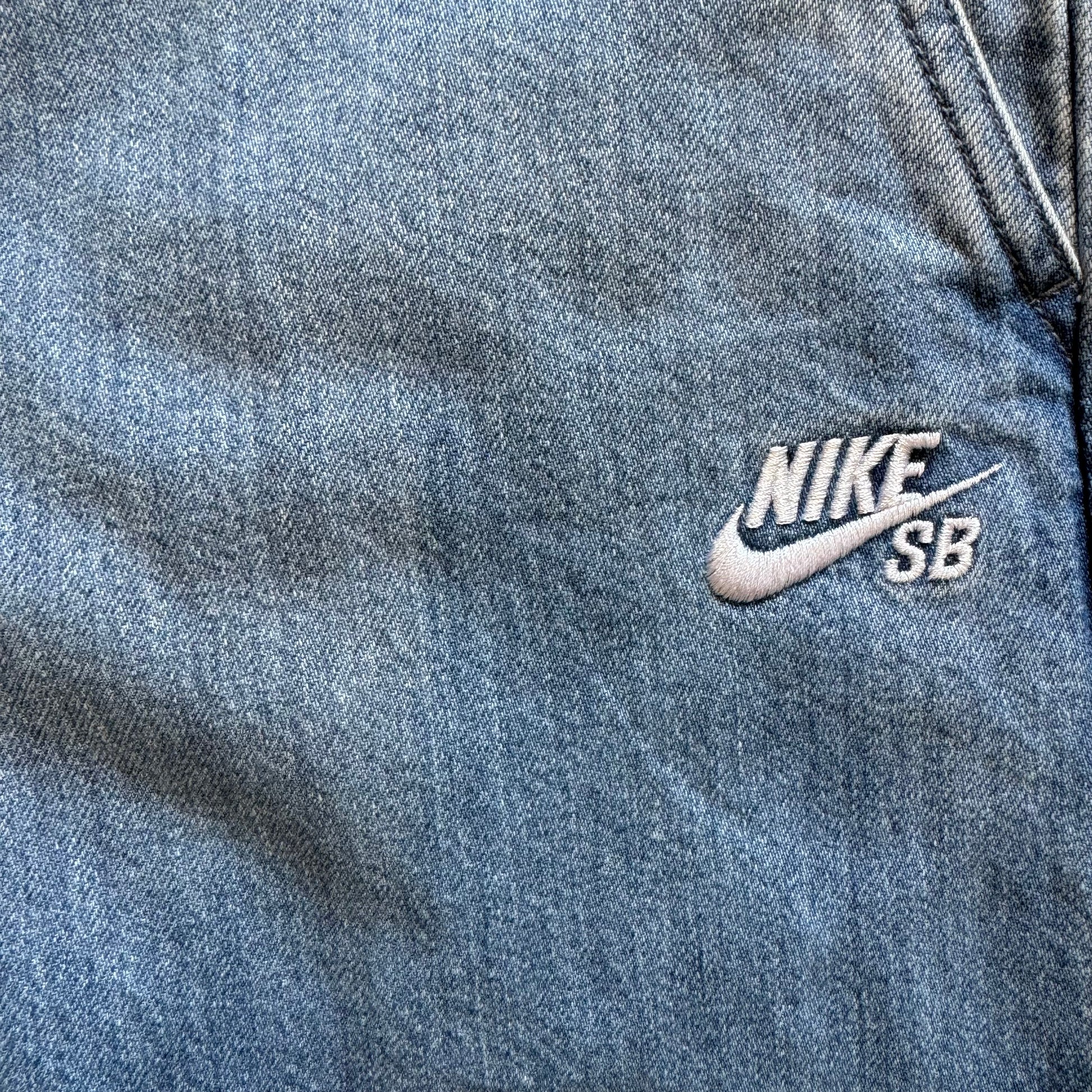 zoomed in photo of nike logo near pocket