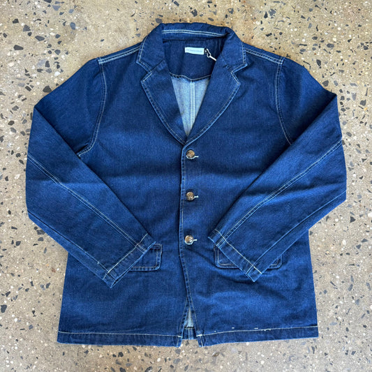 dark denim wash blazer jacket 