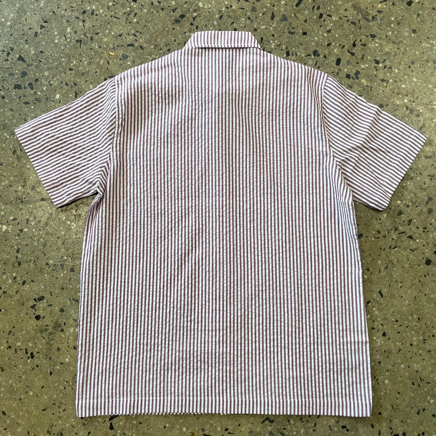 Sex Hippies Seersucker Short Sleeve Shirt - Burgundy Stripe