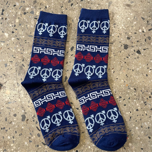 Sex Hippies Local Letters Socks - Navy