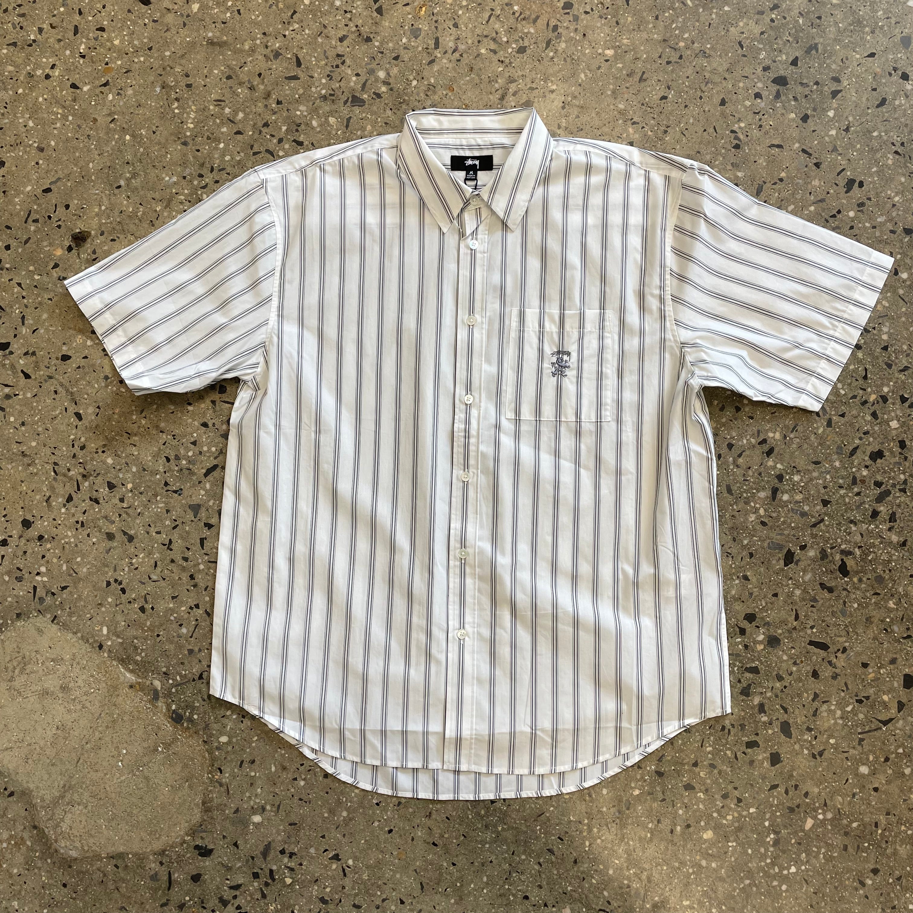 Stussy Boxy Striped SS Shirt - Off White Stripe