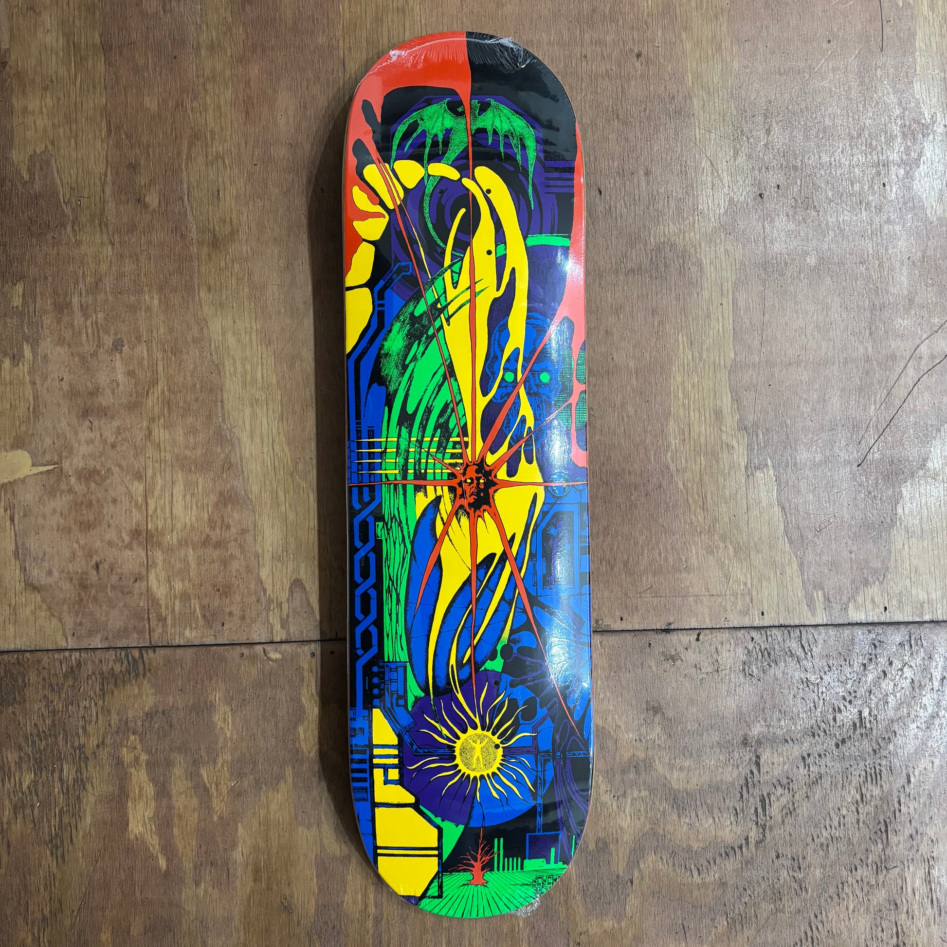 multi color abstract skateboard deck
