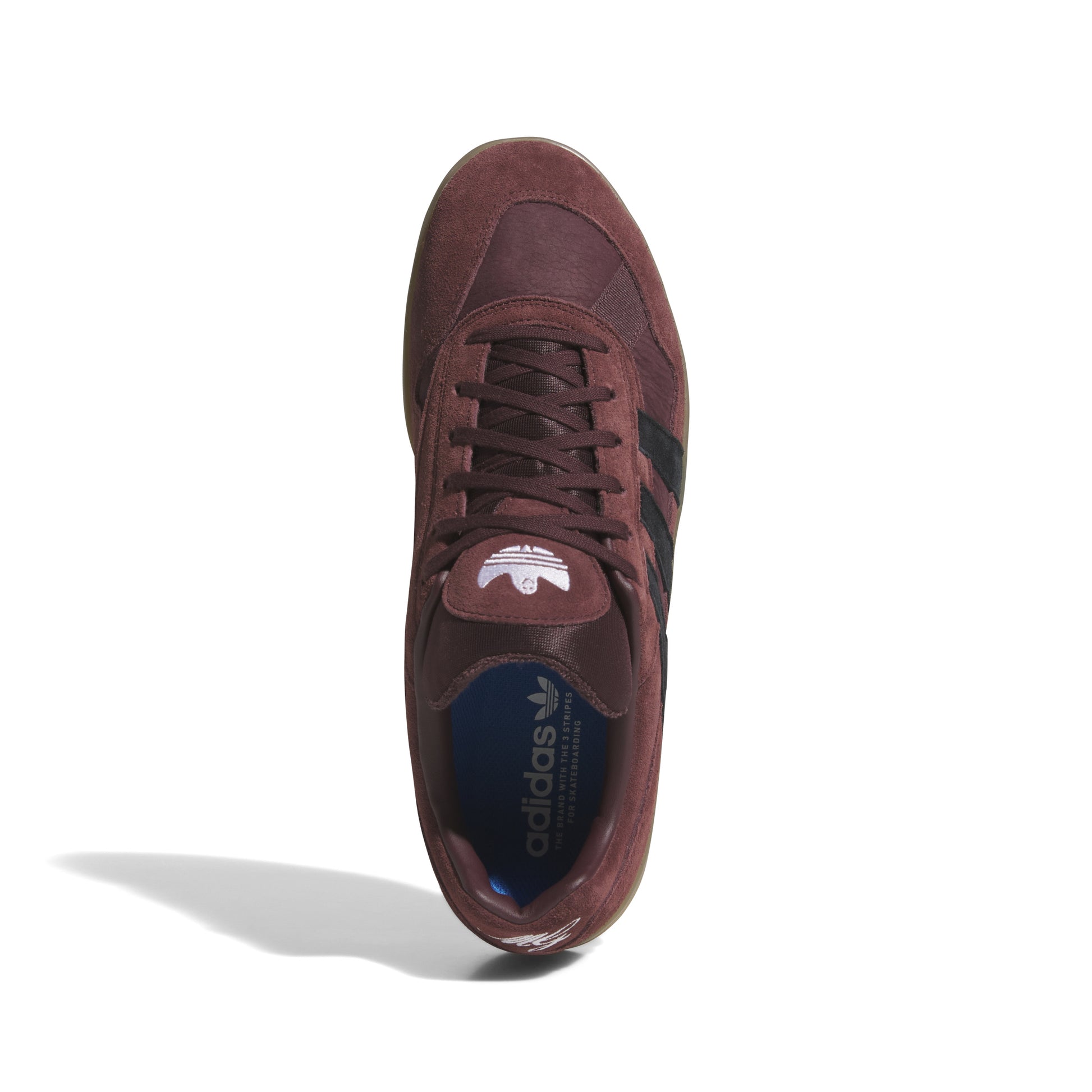 top down  view of burgundy skateboard shoe